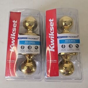 Kwikset Polished Brass Bed & Bath Privacy Door Knob 300P CP V1 / 93001-873 Lot 2